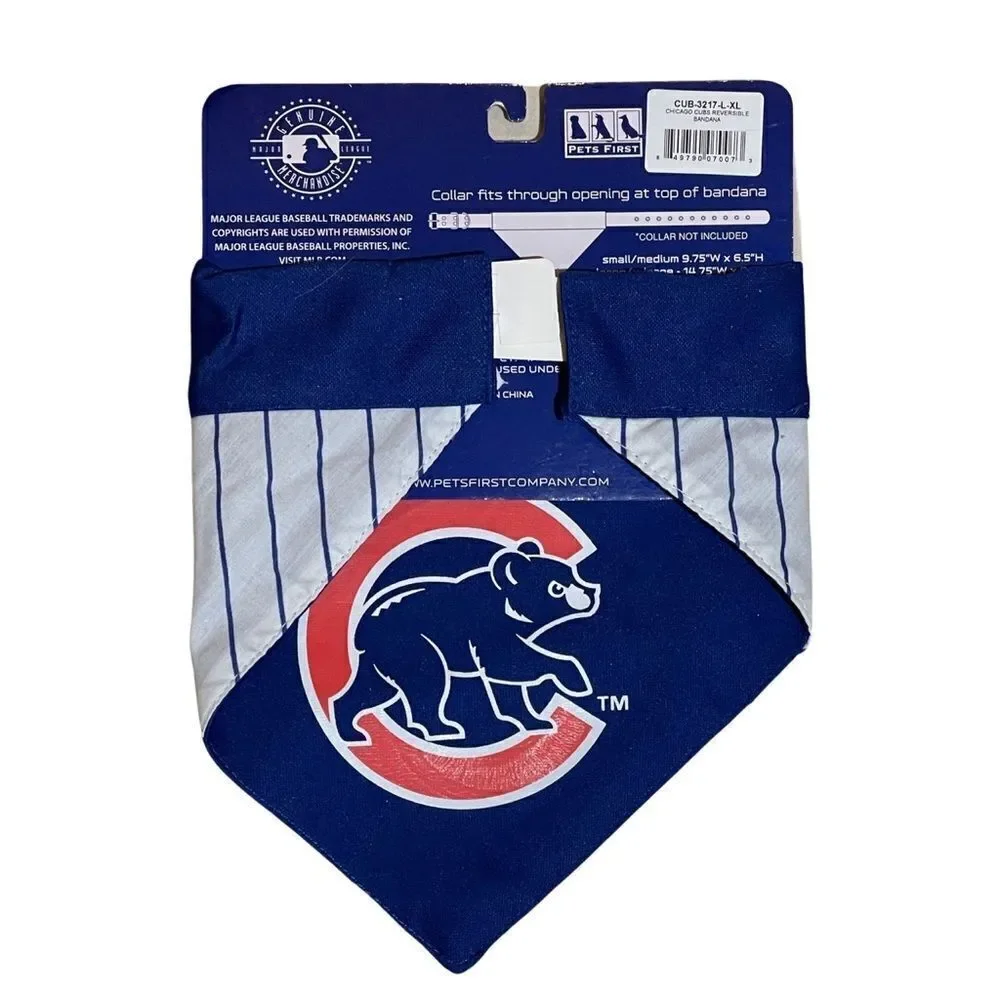Pets First MLB Dog Collar Bandana MLB Chicago Cubs Size L/XL NWT